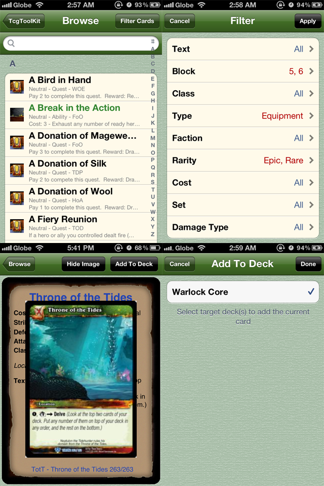 Screenshot TcgToolKit – WoW edition – FREE Screenshot TcgToolKit – WoW edition – FREE